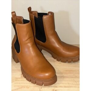 Madden Girl Boots Womens 9M Tessa Pull On Chelsea Ankle Bootie Brown Heels